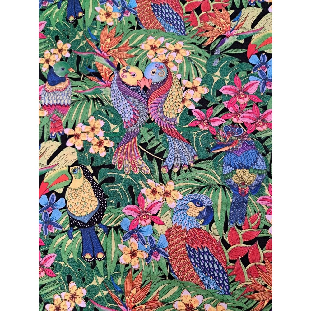 VTG Tropical Flair Hello Angel Quilting Fabric Wilmington Prints Birds 5.8 Yds